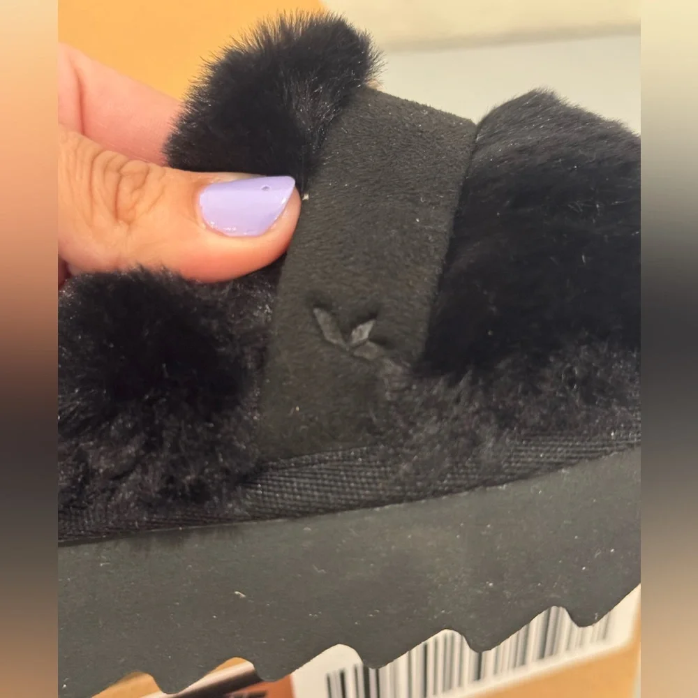 Koolaburra by UGG Adjustable Slide Sandals Fuzz'd Out Black Size 5